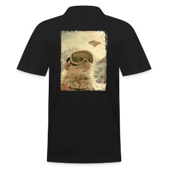 UFO Retro Vintage Uncanny Alien Winter Mouse - Men's Polo Shirt - black - Back - Kai (181cm)
