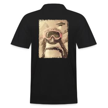 UFO Retro Vintage Uncanny Alien Ski Penguin - Männer Poloshirt - Schwarz - Hinten - Kai (181cm)