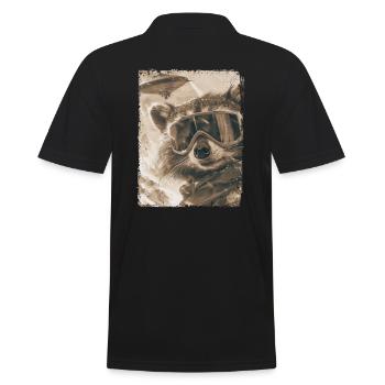 OVNI rétro vintage étrange Alien Ski raton laveur - Polo Homme - noir - Dos - Kai (181cm)