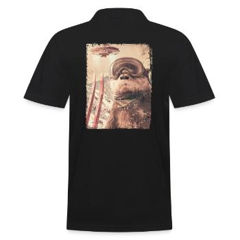UFO Retro Vintage Uncanny Alien Ski Otter - Männer Poloshirt - Schwarz - Hinten - Kai (181cm)