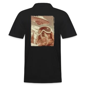 UFO Retro Vintage Uncanny Alien Snow Dog - Men's Polo Shirt - black - Back - Kai (181cm)