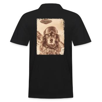 UFO Retro Vintage Uncanny Alien Winter Dog - Men's Polo Shirt - black - Back - Kai (181cm)