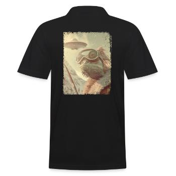 OVNI rétro vintage étrange Alien Ski lézard - Polo Homme - noir - Dos - Kai (181cm)