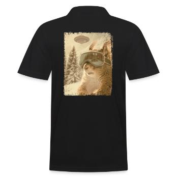 UFO Retro Vintage Uncanny Alien Ski Squirrel - Men's Polo Shirt - black - Back - Kai (181cm)