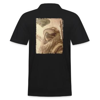 UFO Retro Vintage Uncanny Alien Ski Sloth - Männer Poloshirt - Schwarz - Hinten - Kai (181cm)