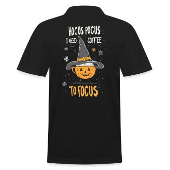 Hocus Pocus Halloween Kürbis Kaffee Hexenhut - Männer Poloshirt - Schwarz - Hinten - Kai (181cm)