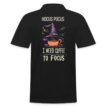 Hocus Pocus Kaffee Fledermäuse Hexenhut - Männer Poloshirt - Schwarz - Hinten - Kai (181cm)