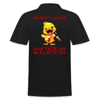 You're Funny - Duck with Knife Halloween - Men's Polo Shirt - black - Back - Kai (181cm)