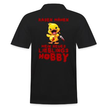 Rasen mähen Lieblingshobby - Ente mit Messer - Männer Poloshirt - Schwarz - Hinten - Kai (181cm)