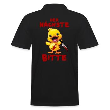Der Nächste bitte - Ente mit Messer Halloween - Männer Poloshirt - Schwarz - Hinten - Kai (181cm)
