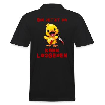 I'm here now - duck with knife - Men's Polo Shirt - black - Back - Kai (181cm)