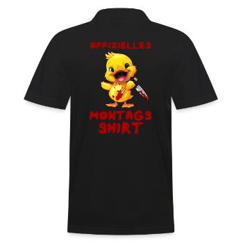 Offizielles Montags Shirt - Ente mit Messer - Männer Poloshirt - Schwarz - Hinten - Kai (181cm)