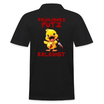 Frühjahrsputz erledigt - Ente mit Messer Halloween - Männer Poloshirt - Schwarz - Hinten - Kai (181cm)