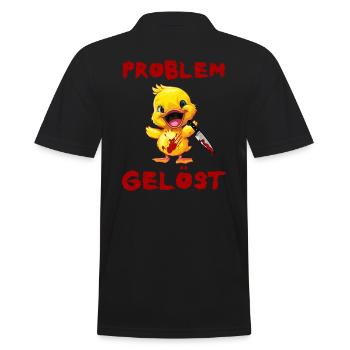 Problem gelöst - Ente mit Messer Halloween - Männer Poloshirt - Schwarz - Hinten - Kai (181cm)