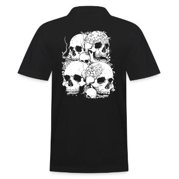 Skull Collage Halloween Totenkopf - Männer Poloshirt - Schwarz - Hinten - Kai (181cm)