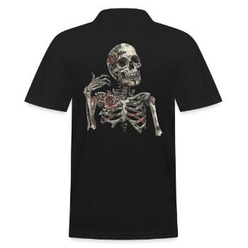 Crâne squelette d’Halloween avec des roses - Crâne - Polo Homme - noir - Dos - Kai (181cm)