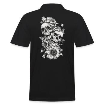 Crâne Couronne de fleurs d’Halloween - Squelette de crâne - Polo Homme - noir - Dos - Kai (181cm)