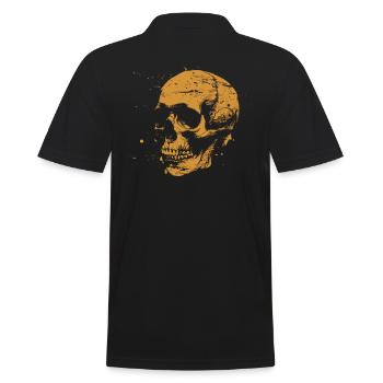 Skull Halloween Vintage Look - Skull Skeleton - Men's Polo Shirt - black - Back - Kai (181cm)