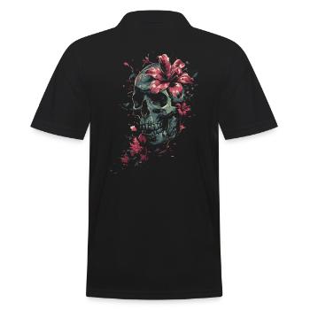 Crâne Lys d’Halloween - Crâne Squelette Fleurs - Polo Homme - noir - Dos - Kai (181cm)