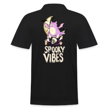 Chat violet avec des crânes Halloween Design - Polo Homme - noir - Dos - Kai (181cm)