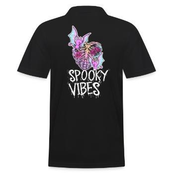 Colorful skeleton rib cage with bats design - Men's Polo Shirt - black - Back - Kai (181cm)