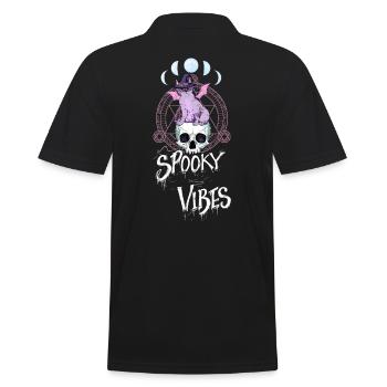 Chat avec chapeau de sorcière et conception de crâne - Polo Homme - noir - Dos - Kai (181cm)