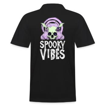 Chats violets et crânes Halloween Design - Polo Homme - noir - Dos - Kai (181cm)