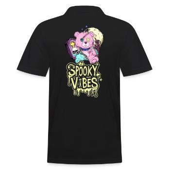 Teddy bear with coffin and moon Halloween design - Men's Polo Shirt - black - Back - Kai (181cm)