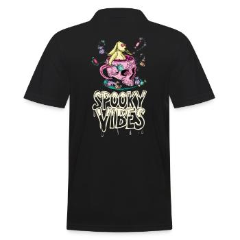 Plush bunny in skull cup with sweets - Men's Polo Shirt - black - Back - Kai (181cm)