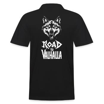 Aggressiver Wikinger Wolf Road to Valhalla - Männer Poloshirt - Schwarz - Hinten - Kai (181cm)