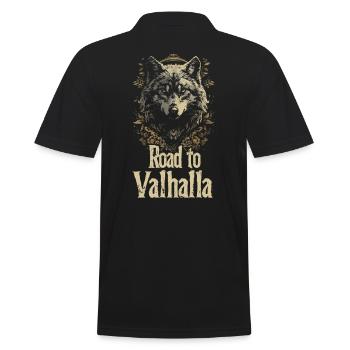 Ornement de fleur de Wolf Road to Valhalla - Polo Homme - noir - Dos - Kai (181cm)