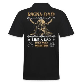 RAGNA-DAD Mighty Viking for Father's Day - Men's Polo Shirt - black - Back - Kai (181cm)