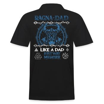 RAGNA-DAD Blue Viking Helmet for Father's Day - Men's Polo Shirt - black - Back - Kai (181cm)