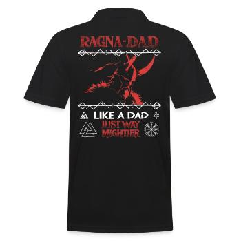 RAGNA-DAD Roter Wikingerkrieger für starke Väter - Männer Poloshirt - Schwarz - Hinten - Kai (181cm)