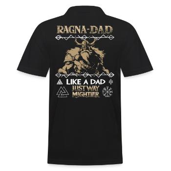 RAGNA-DAD Mächtiger Wikingerkrieger für Vatertag - Männer Poloshirt - Schwarz - Hinten - Kai (181cm)