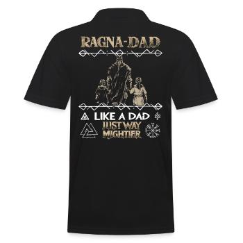 RAGNA-DAD Wikinger-Vater mit Kindern für Vatertag - Männer Poloshirt - Schwarz - Hinten - Kai (181cm)