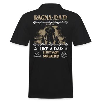 RAGNA-DAD Wikinger mit Kindern für den Vatertag - Männer Poloshirt - Schwarz - Hinten - Kai (181cm)