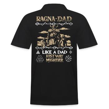 RAGNA-DAD Wikinger mit Kindern für starke Väter - Männer Poloshirt - Schwarz - Hinten - Kai (181cm)
