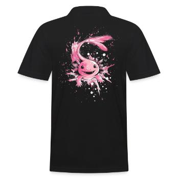 Kawaii Axolotl for Kids and Animal Lovers - Men's Polo Shirt - black - Back - Kai (181cm)