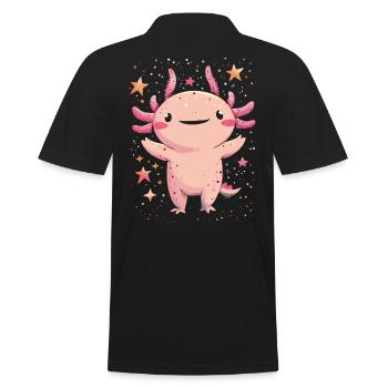 Kawaii Axolotl unter Sternen für Axolotl-Fans - Männer Poloshirt - Schwarz - Hinten - Kai (181cm)