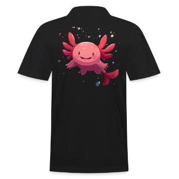Cute Kawaii Axolotl Underwater for Fans - Men's Polo Shirt - black - Back - Kai (181cm)