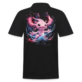 Magical Glowing Axolotl Full of Energy - Men's Polo Shirt - black - Back - Kai (181cm)