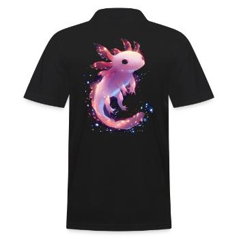 Mystical Glowing Axolotl for Animal Lovers - Men's Polo Shirt - black - Back - Kai (181cm)