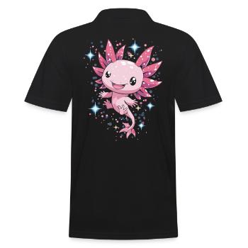 aKawaii Axolotl with Stars for Kids and Fans - Men's Polo Shirt - black - Back - Kai (181cm)