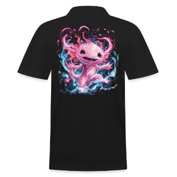 Axolotl magique à l’énergie lumineuse - Polo Homme - noir - Dos - Kai (181cm)