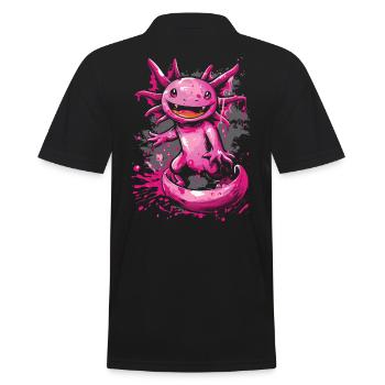 Kawaii Axolotl in Pink with Energy and Style - Men's Polo Shirt - black - Back - Kai (181cm)