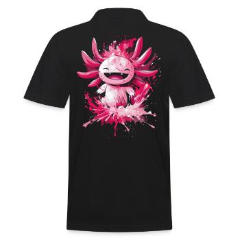 Cheerful Axolotl with Paint Splashes for Kids - Men's Polo Shirt - black - Back - Kai (181cm)