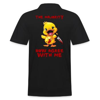 Duck with Knife - Mehrheit Stimmt Mir Zu Lustig - Männer Poloshirt - Schwarz - Hinten - Kai (181cm)