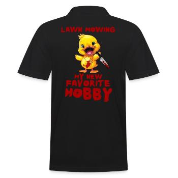 Duck with Knife - Rasenmähen Mein Neues Hobby - Männer Poloshirt - Schwarz - Hinten - Kai (181cm)