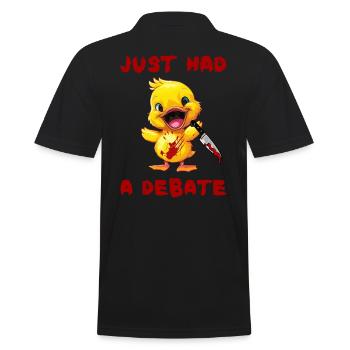 Duck with Knife Gerade Debattiert Gruselig Lustig - Männer Poloshirt - Schwarz - Hinten - Kai (181cm)